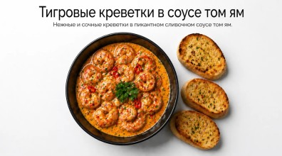 Хвосты тигровых креветок в соусе том ям